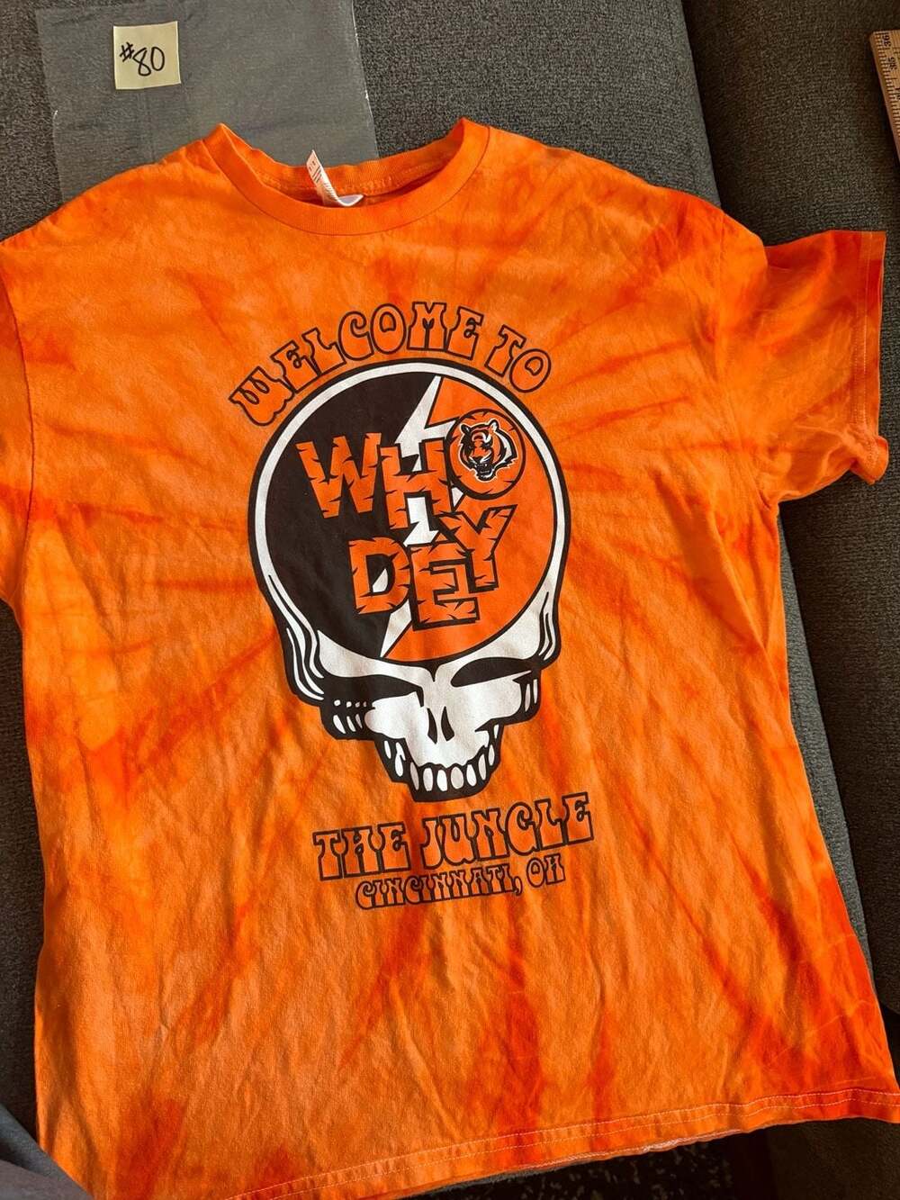 Colortor Cincinnati Bengals Who Dey Grateful Dead Stealie Tie-Dye T-Shirt